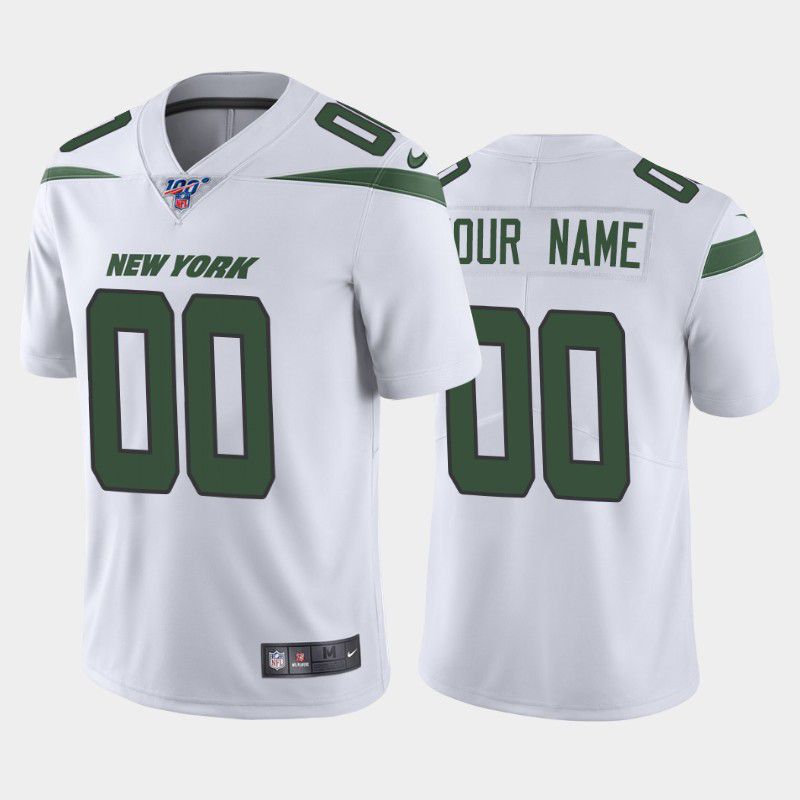 Cheap Men New York Jets Nike White 100th Custom Limited NFL Jersey